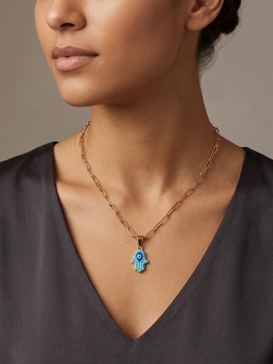 Azure Hamsa Necklace