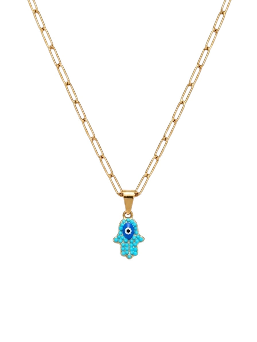 Azure Hamsa Necklace