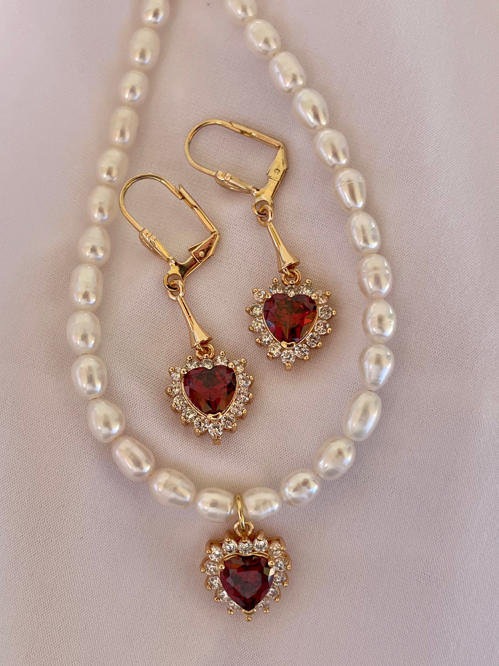 Diamond Heart Pearl Necklace