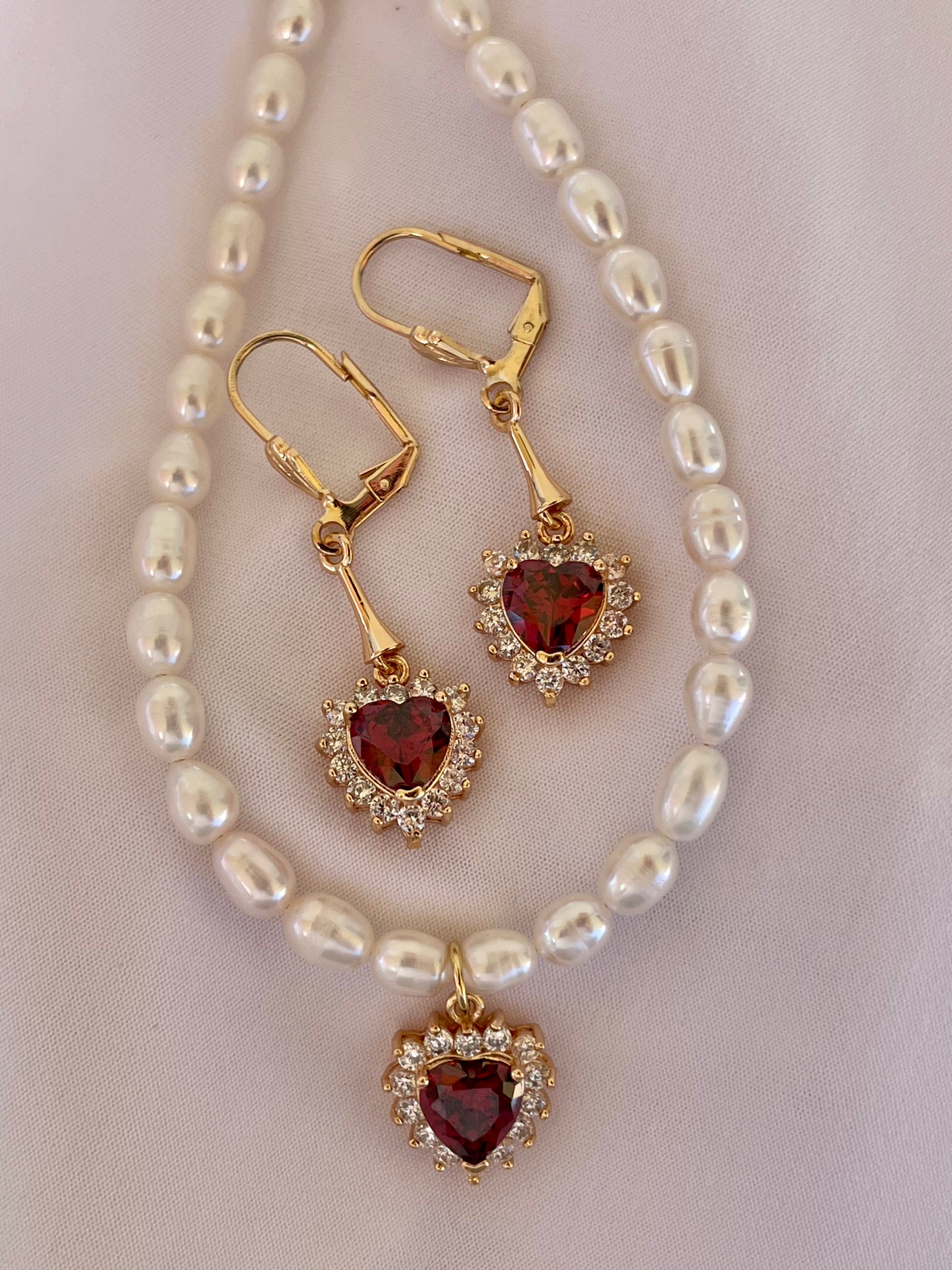 Diamond Heart Pearl Necklace